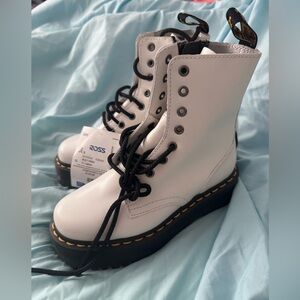 Dr. Martens White Platform Combat Boots